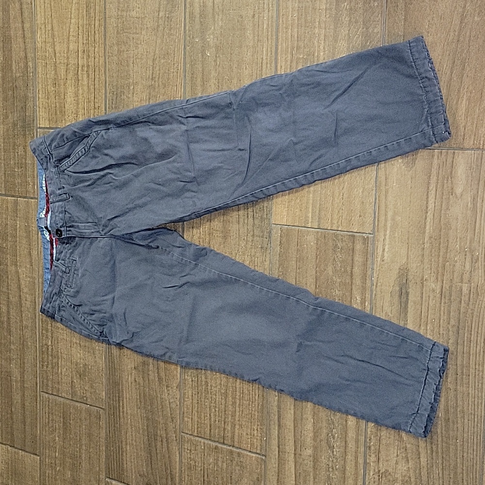 Eddie Bauer Legendwash gray relax fit boyfriend pants red flannel lined sz P8 …